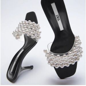 ZARA Faux Pearl Sandals